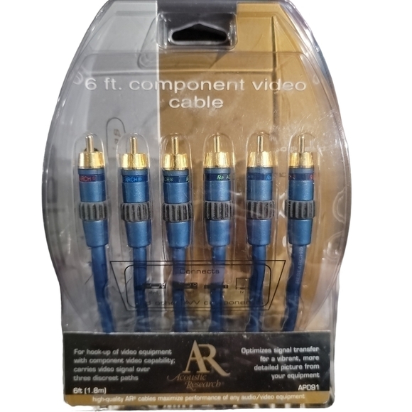 NEW AR Acoustic Research Audio Video Cables 6 ft. w Gold Plated RCA Connectors - Picture 4 of 7